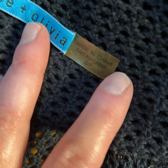 Alice + Olivia Black Knit Whimsigoth Beaded Sleeveless Cardigan Sweater Small - Picture 2 of 11